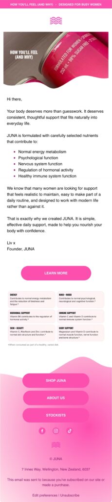 JUNA - Welcome Email Sequence - How You'll Feel